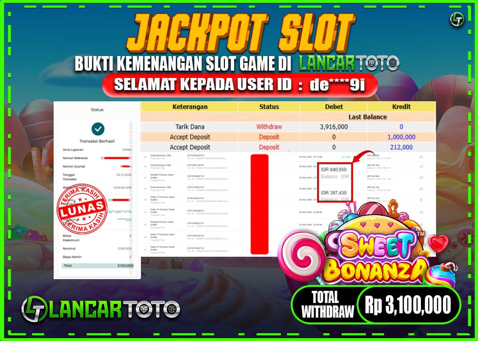 LANCARTOTO MAXWIN GAME SWEET BONANZA! Rp.3,100.000.,- LUNAS